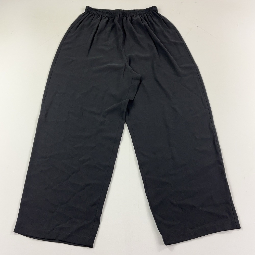 Eileen Fisher Dress Pants Womens 1X Plus Black Silk Crepe Wide Leg Flowy